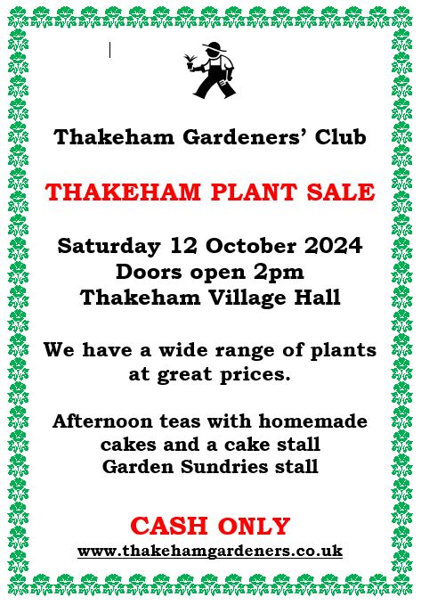 October 12th 2024, plant sale at Thakeham Village Hall